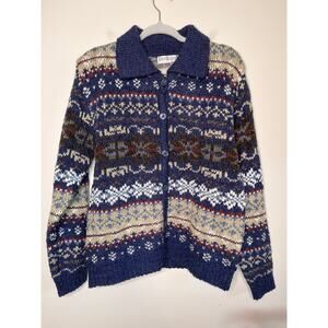 NWT Carolyn Taylor Fair Isle Granola Gilmore Girls Fair Isle Collared Cardigan L